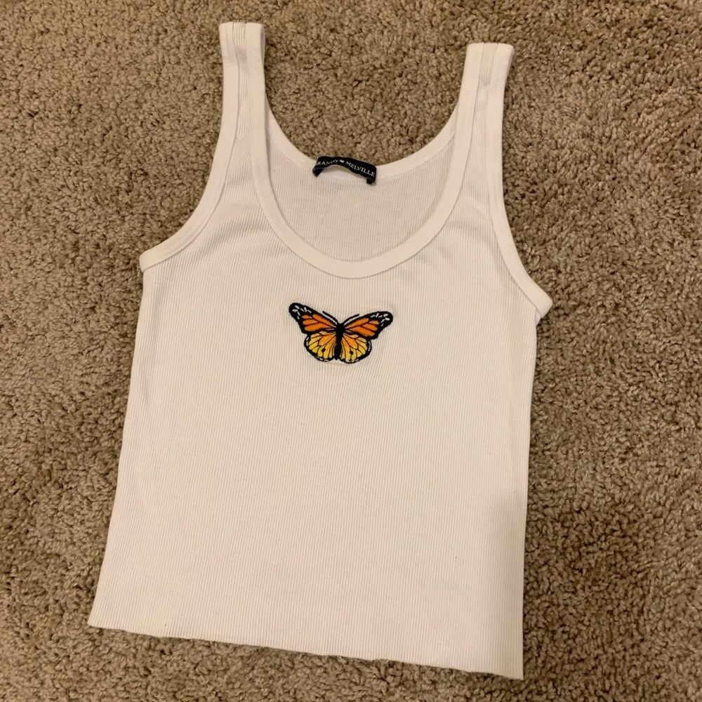 Brandy Melville Monarch Butterfly Ribbed Crop